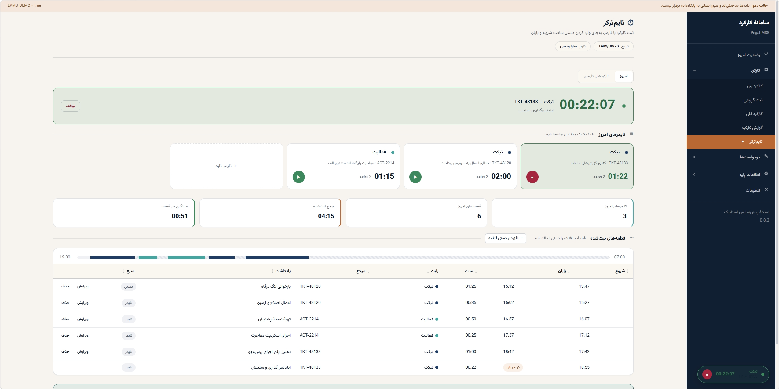 ردیابی زمان‌های کاری(Time Tracking))